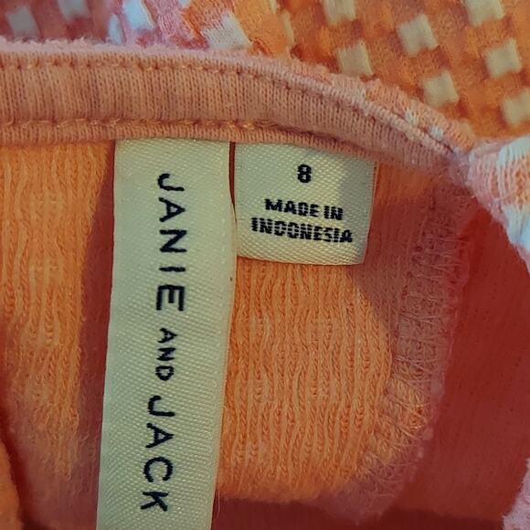 Janie Jack Dress Size 8 Pink Ruffle Sleeve Bow in Back Valentines Checked - Picture 6 of 7